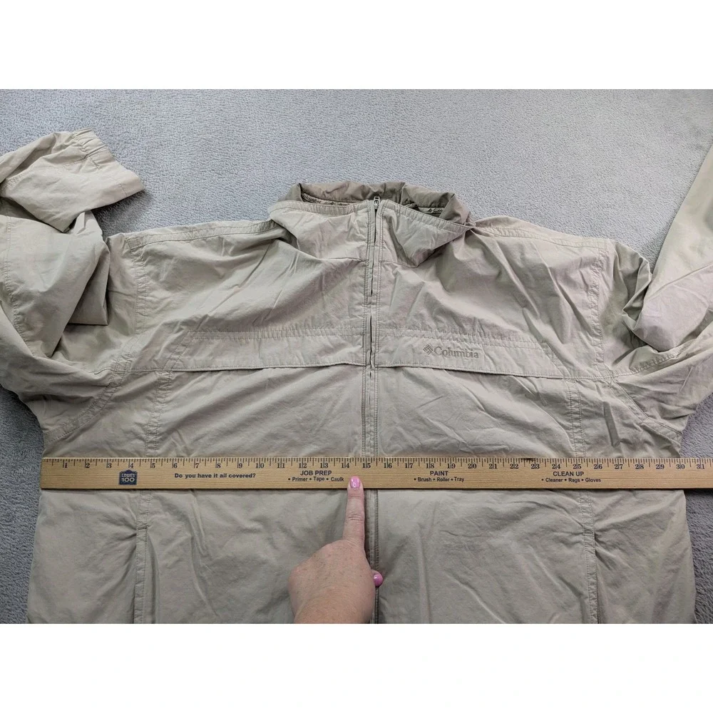 Columbia Mens 3X Tan Khaki Full Zip Mesh Lined Windbreaker Jacket RN 69724